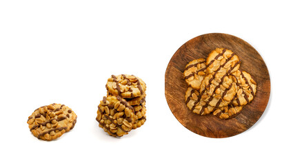 Peanut Cookies with Chocolate Isolated on White Background