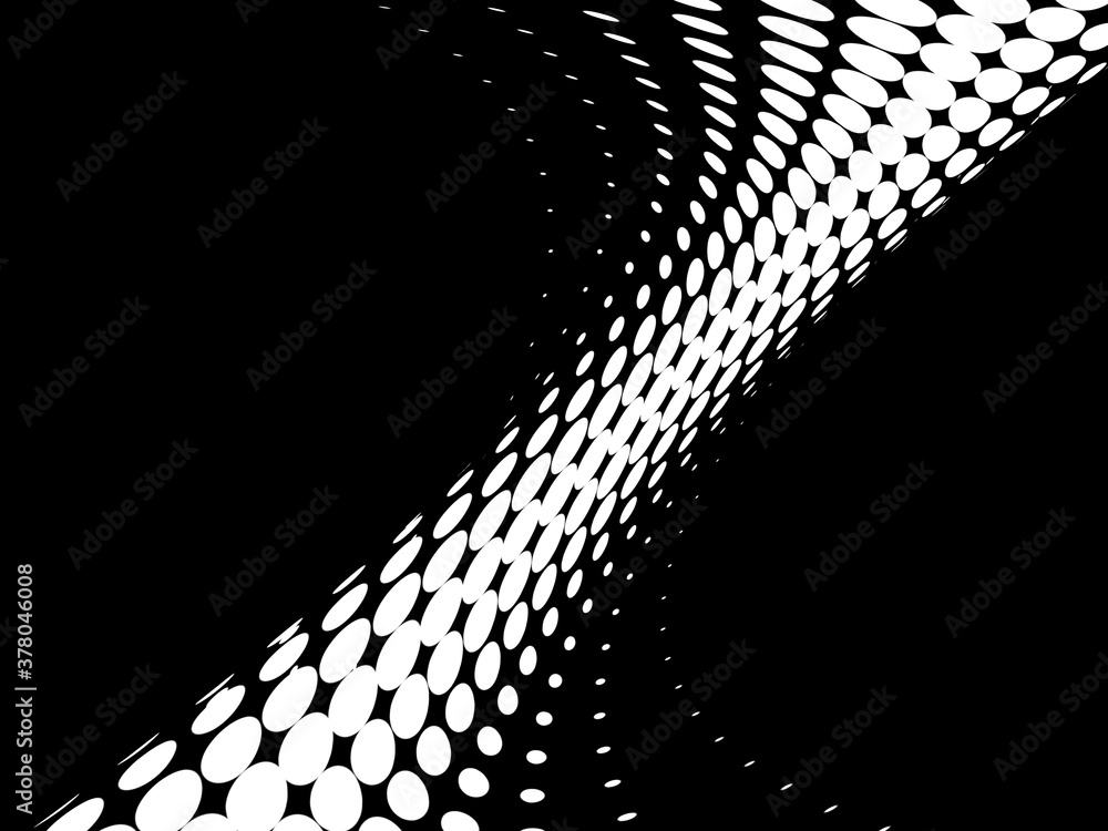 Poster abstract halftone wave. halftone abstract dots on black background