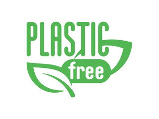 Plastic free emblem for eco friendly natural packaging products - isolated vector sign