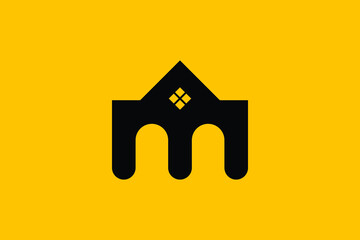Logo design of M in vector for construction, home, real estate, building, property. creative elegant Monogram. Premium Business home logo icon. 