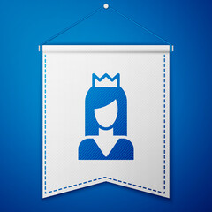 Blue Princess icon isolated on blue background. White pennant template. Vector.