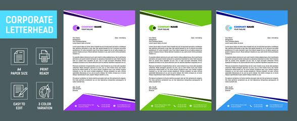 Modern Creative & Clean business style letterhead bundle of your corporate project design. set to print with vector & illustration. corporate letterhead bundle.
