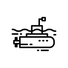 line style icon of submarine. vector illustration for graphic design, website, UI isolated on white background. EPS 10