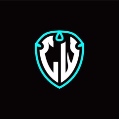 Initial L W letter with shield modern style logo template vector