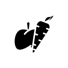 Carrot and apple icon. vegetarian symbol. Design template vector