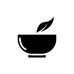 Leaf and bowl icon. vegetarian icon. Design template vector
