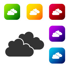 Black Cloud icon isolated on white background. Set icons in color square buttons. Vector.