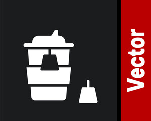 White Coffee cup to go icon isolated on black background. Vector.