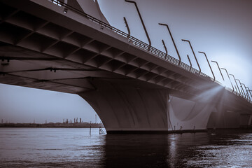 Sheikh Zayed Bridge in the morning, Abu Dhabi,Middle East, United Arab Emirates.