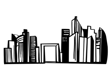 Hand drawn skyscrapers of Paris .