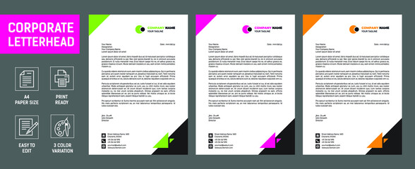 Modern Creative & Clean business style letterhead bundle of your corporate project design. set to print with vector & illustration. corporate letterhead bundle.