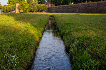 Canal in the Park outside of the City Walls, Lucca, Italy