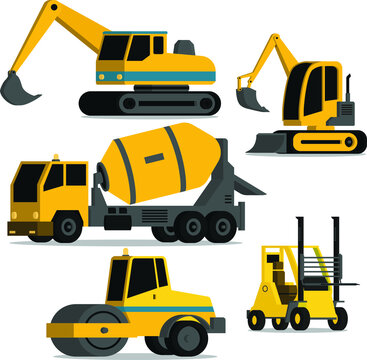 Illustration pack of heavy construction vehicles