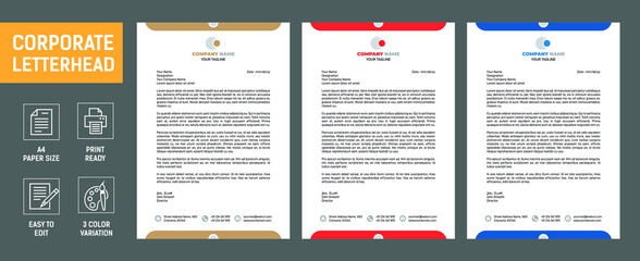 Modern Creative & Clean business style letterhead of your corporate project design. set to print with vector & illustration