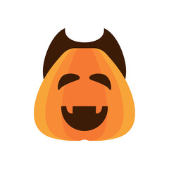 halloween pumpkin with dracula face flat style icon