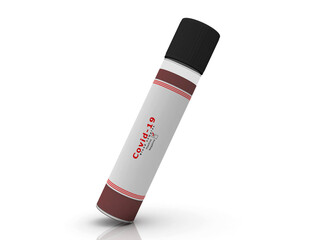 3D illustration covid 19 blood testing with sample bottle