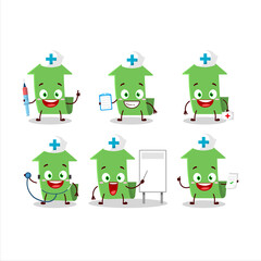 Fototapeta premium Doctor profession emoticon with arrow up cartoon character