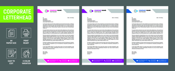 Modern Creative & Clean business style letterhead of your corporate project design. set to print with vector & illustration