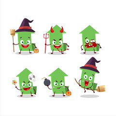 Halloween expression emoticons with cartoon character of arrow up