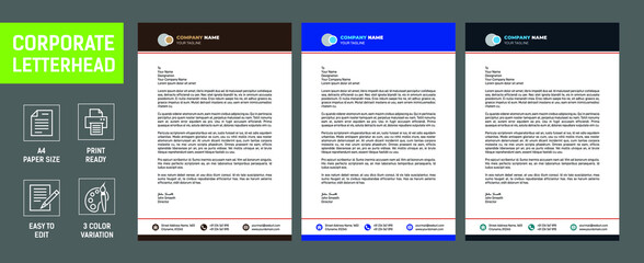 Modern Creative & Clean business style letterhead of your corporate project design. set to print with vector & illustration