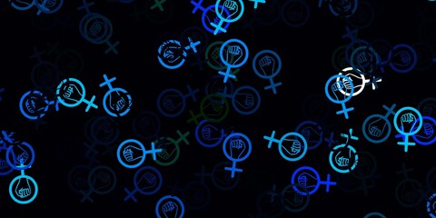 Light Blue, Green vector texture with women's rights symbols.