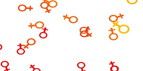 Light Red, Yellow vector background with woman symbols.