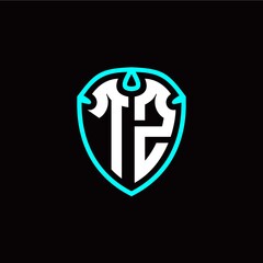 Initial T Z letter with shield modern style logo template vector