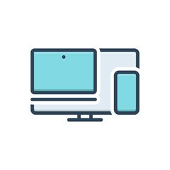 Color illustration icon for multiple devices