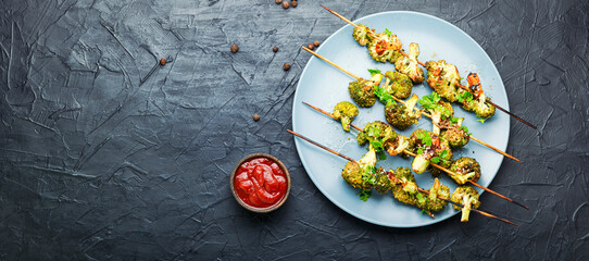 Skewers of grilled vegetables