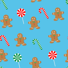 candy pattern on blue background vector illustration