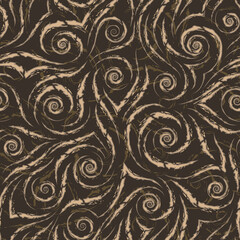 Stock vector beige seamless pattern.Abstract texture from torn lines on brown background.Texture for fabrics or wrapping paper
