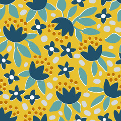 Rustic seamless pattern with flowers