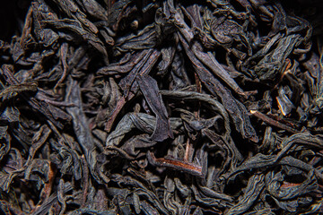 Closeup of dried tea leaves, pattern, texture, background