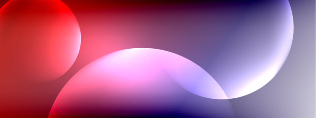 Vector abstract background liquid bubble circles on fluid gradient with shadows and light effects. Shiny design templates for text