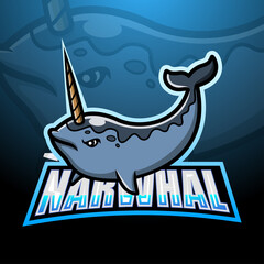 Narwhal mascot esport logo design © frescostudio