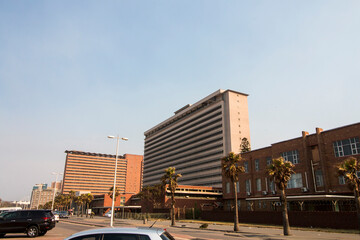 Fototapeta na wymiar Addington Hospital on Durban Beachfront as seen from Golden Mile