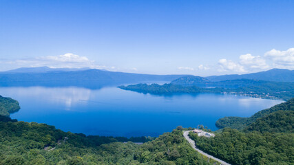 Fototapeta na wymiar 《青森県》十和田湖の空撮風景