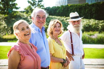 Group of senior people bonding outdoors