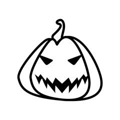 halloween pumpkin with face line style icon