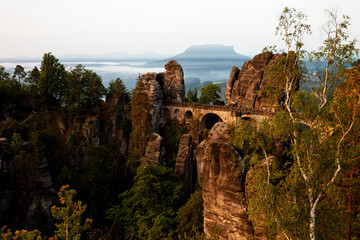 Blick auf die Basteibrücke am Morgen