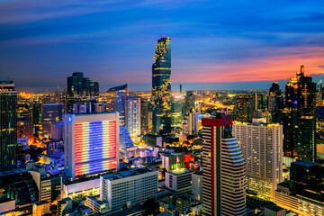 Bangkok city view from roof top of Hotel building