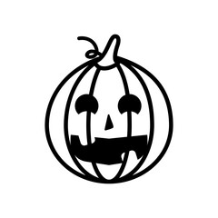 halloween pumpkin with face line style icon