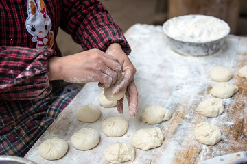 Steamed bun stall in the vegetable market