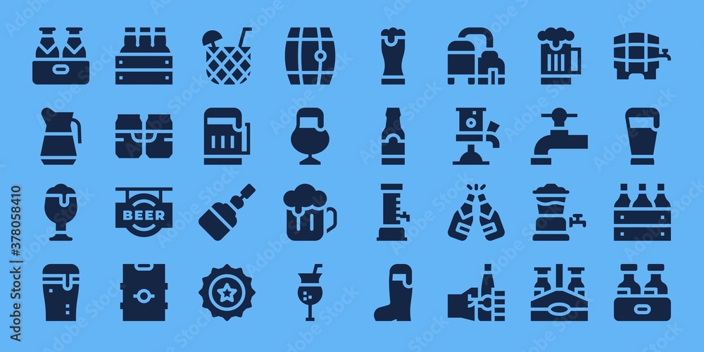 Sticker Modern Simple Set of brewery Vector filled Icons