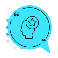 Black line USA Head icon isolated on white background. United States of America. Independence day. Blue speech bubble symbol. Vector.