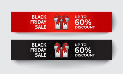 Black Friday Sale Horizontal Banners Set, Black Friday sale banner design