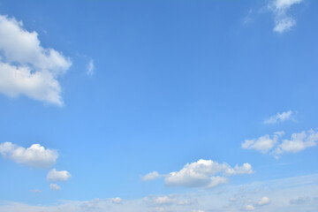 Fototapeta premium Blue Sky With Scattered Clouds With A Sun 