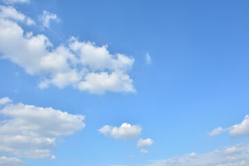 Fototapeta premium Blue Sky With Scattered Clouds With A Sun 