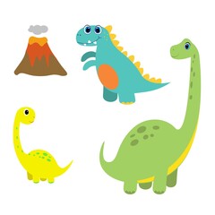 set of cute dinosaurs, cartoon baby dino vector illustration 