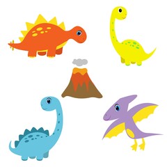 set of cute dinosaurs, cartoon baby dino vector illustration 